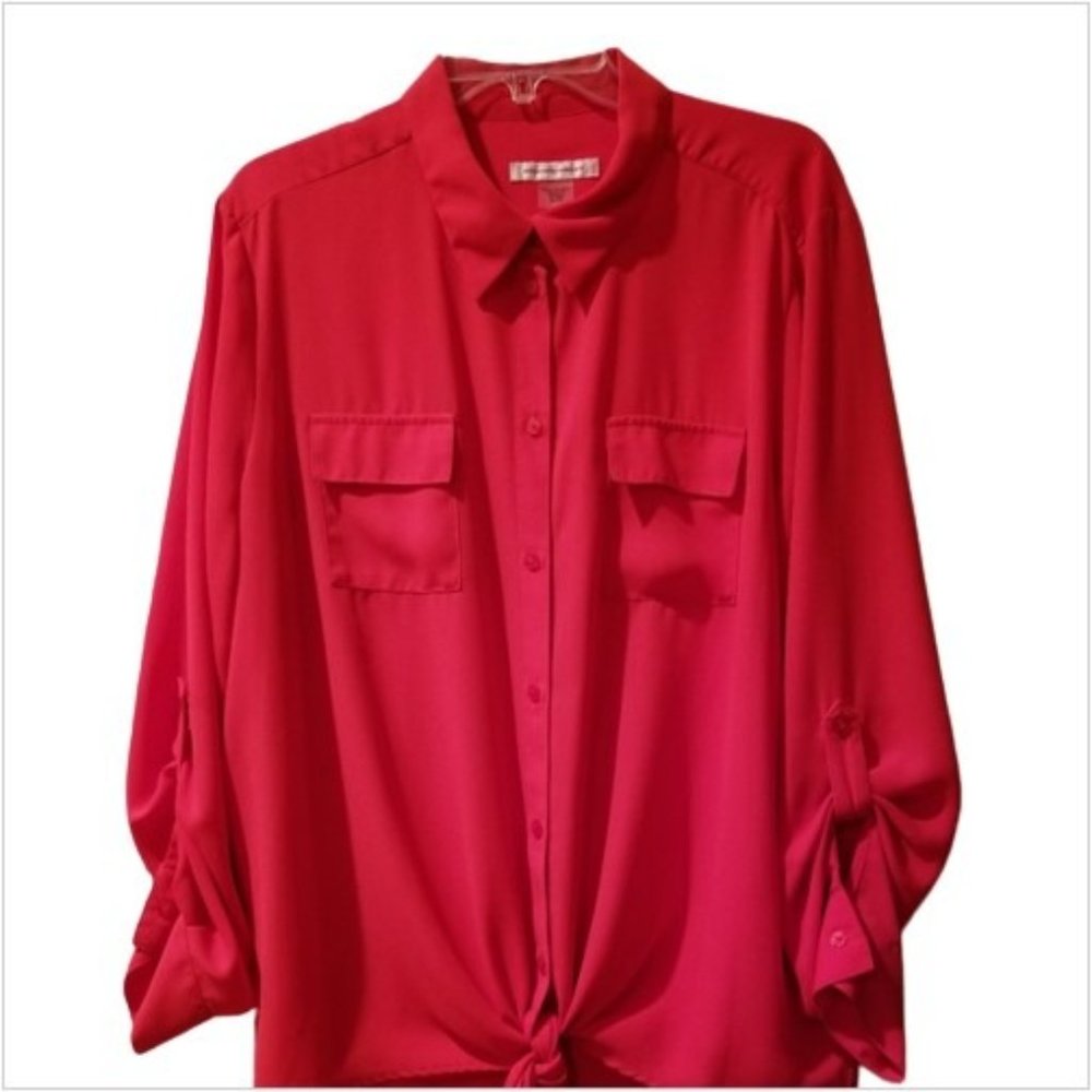 Allison Daley Red Tie Front Blouse